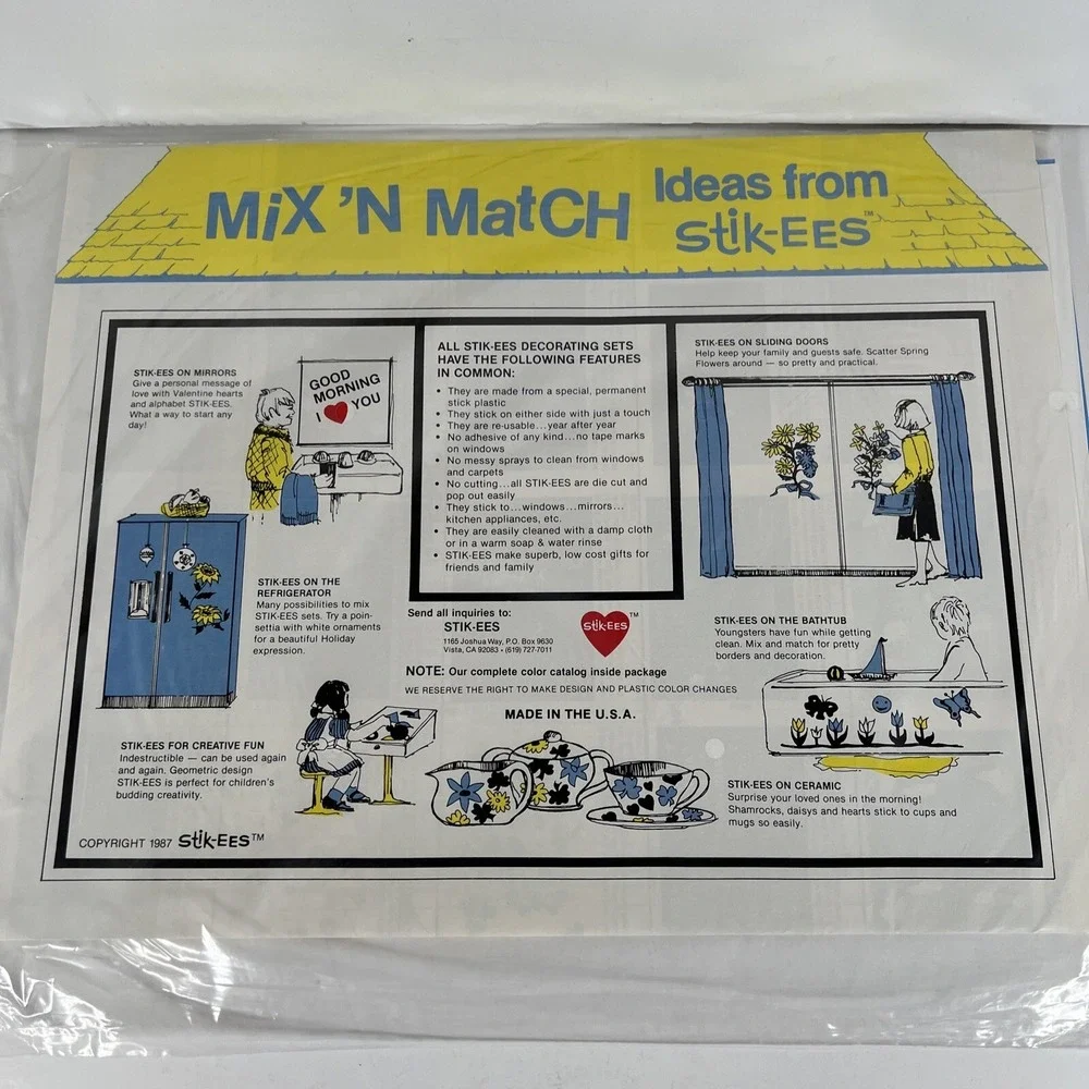 NIP 1987 Vintage STIK-EES COUNTRY GEESE  WINDOW CLINGS Cottagecore Grandmacore